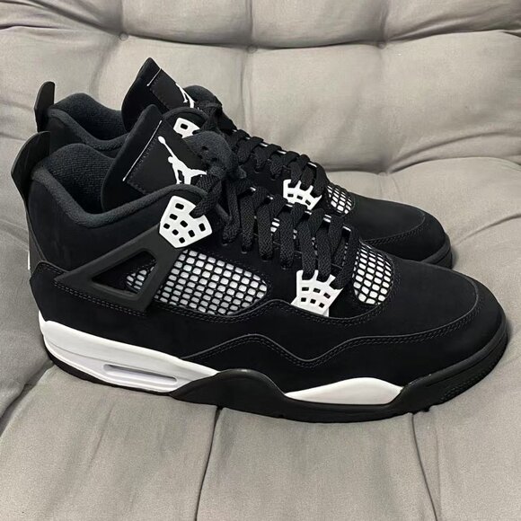 Men\'s Mid-Top Black/ White Shoes Sneakers -Jordan 4 Retro White Thunder Jordan main image 8